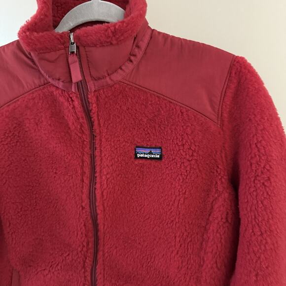 Patagonia Full Zip Jacket Women’s Size Medium Deep Pile Retro Fleece Red Y2K 00s - Picture 8 of 10
